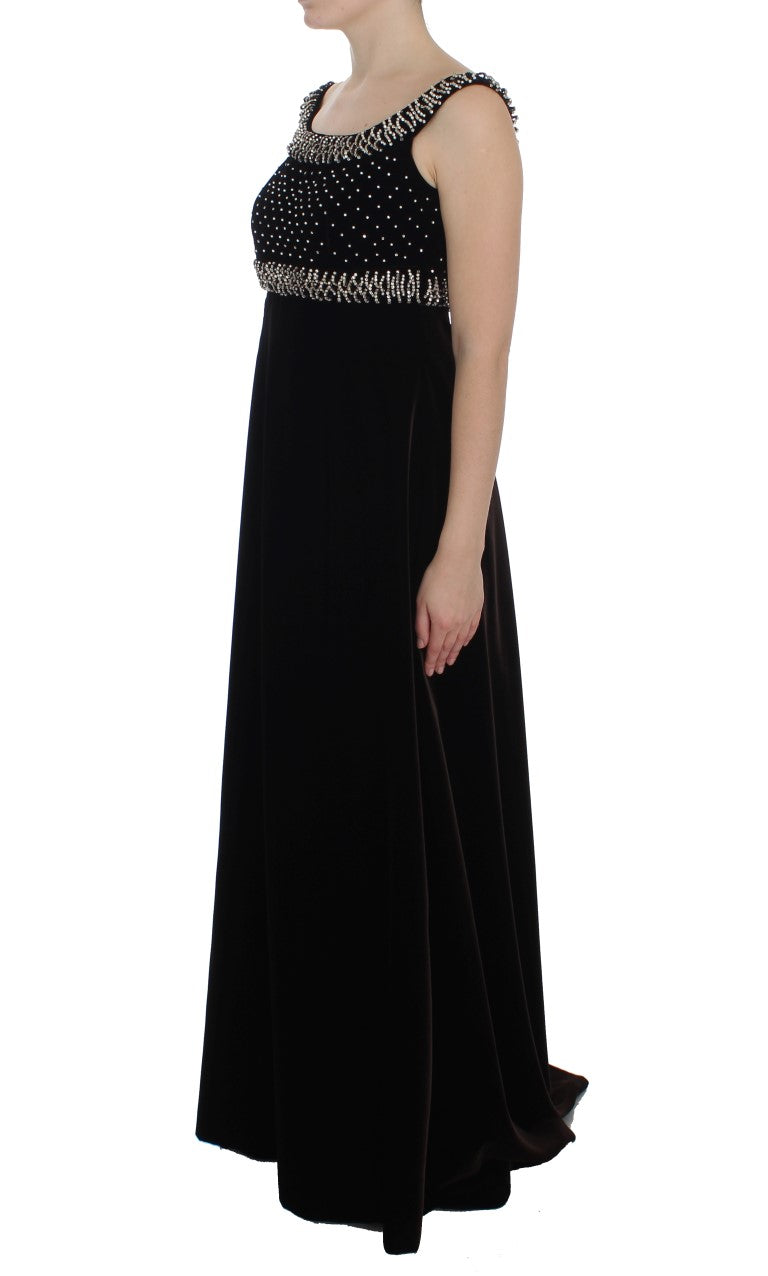 Robe Fourreau Dolce & Gabbana en Velours Marron et Cristaux