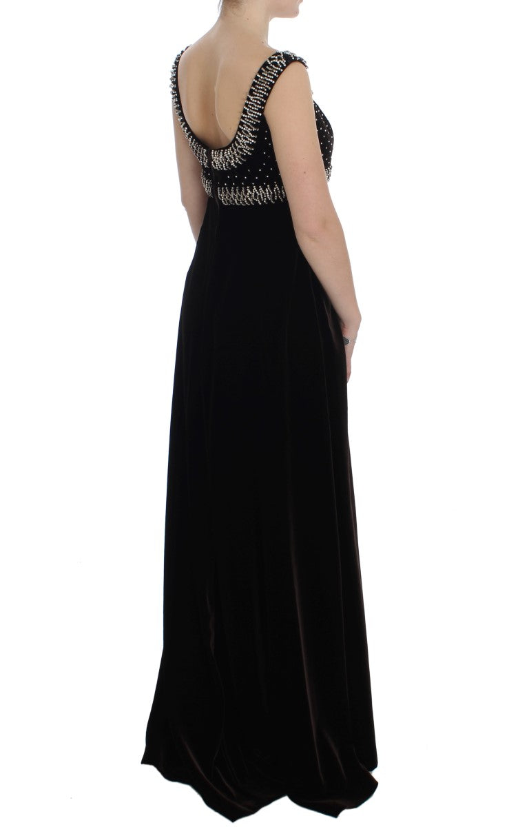 Robe Fourreau Dolce & Gabbana en Velours Marron et Cristaux