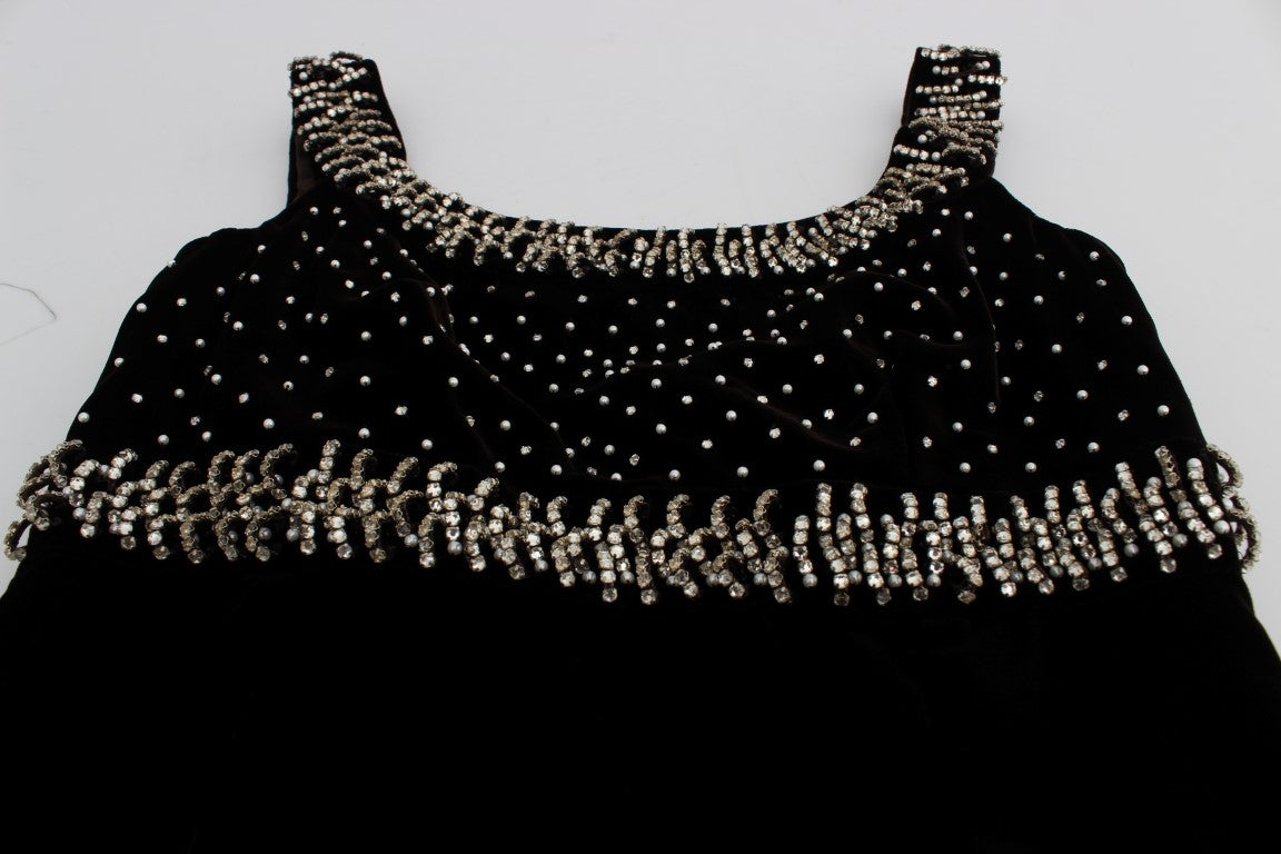 Robe Fourreau Dolce & Gabbana en Velours Marron et Cristaux