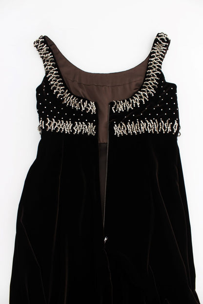 Robe Fourreau Dolce & Gabbana en Velours Marron et Cristaux