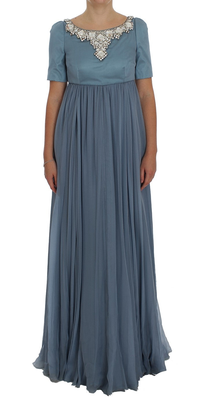 Robe de bal fourreau Dolce & Gabbana en soie bleue et cristaux