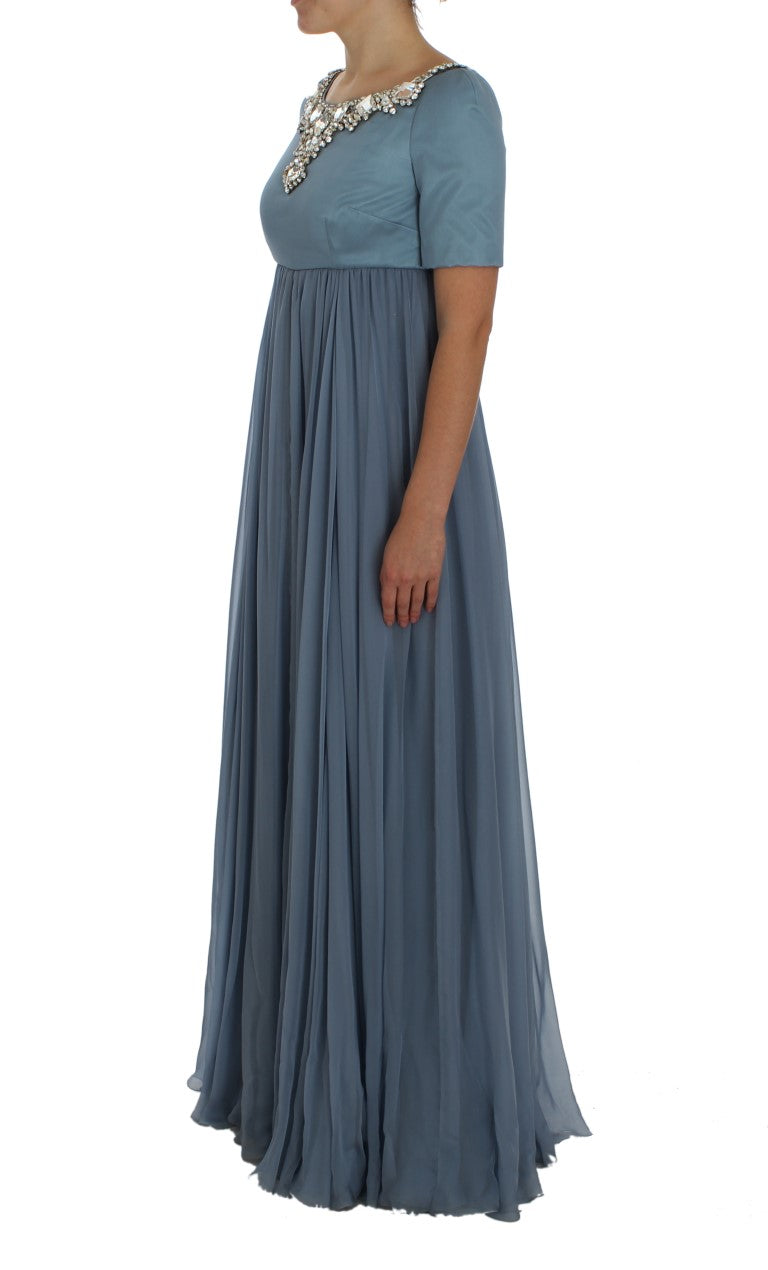 Robe de bal fourreau Dolce & Gabbana en soie bleue et cristaux