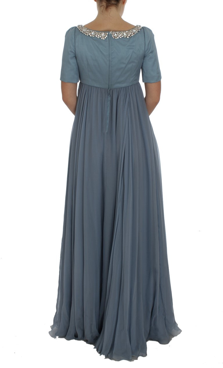 Robe de bal fourreau Dolce & Gabbana en soie bleue et cristaux