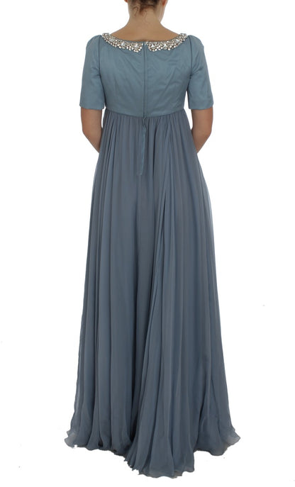 Robe de bal fourreau Dolce & Gabbana en soie bleue et cristaux