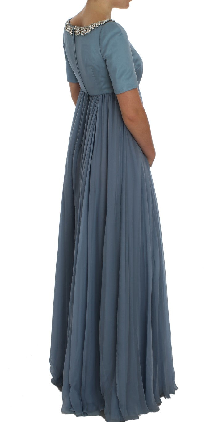 Robe de bal fourreau Dolce & Gabbana en soie bleue et cristaux