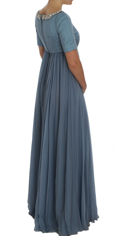 Robe de bal fourreau Dolce & Gabbana en soie bleue et cristaux