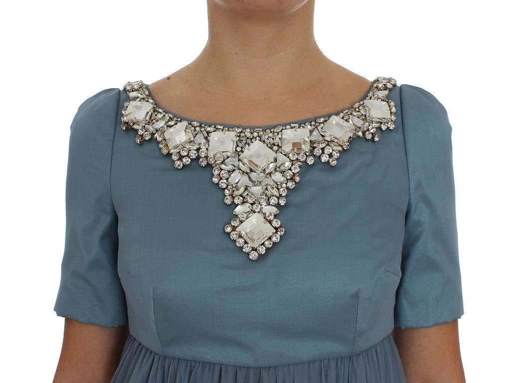 Robe de bal fourreau Dolce & Gabbana en soie bleue et cristaux