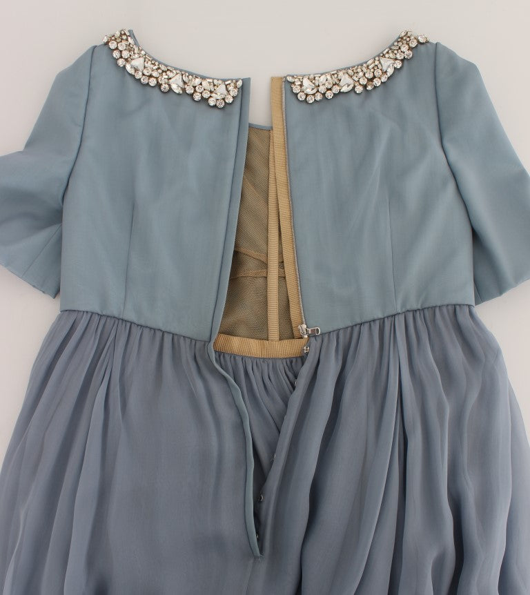 Robe de bal fourreau Dolce & Gabbana en soie bleue et cristaux