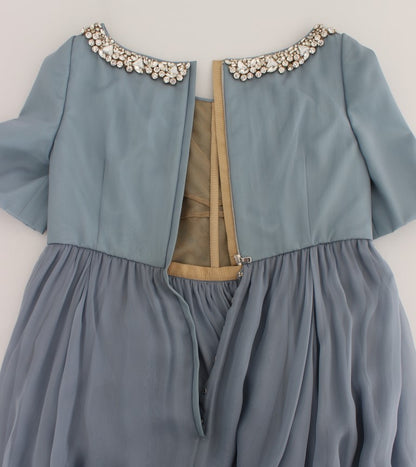 Robe de bal fourreau Dolce & Gabbana en soie bleue et cristaux