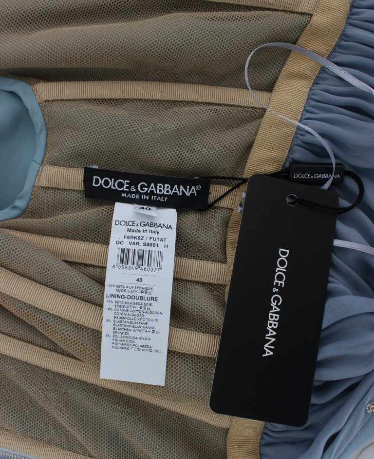 Robe de bal fourreau Dolce & Gabbana en soie bleue et cristaux