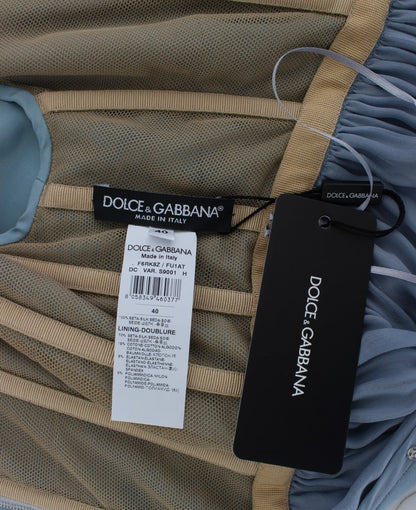Robe de bal fourreau Dolce & Gabbana en soie bleue et cristaux