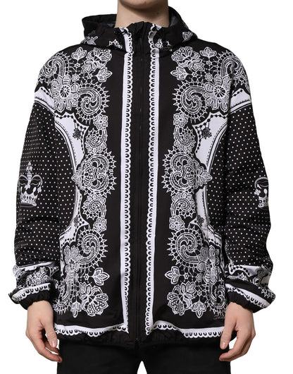 Chaqueta Bomber con Capucha y Estampado de Pañuelo Negra de Dolce & Gabbana