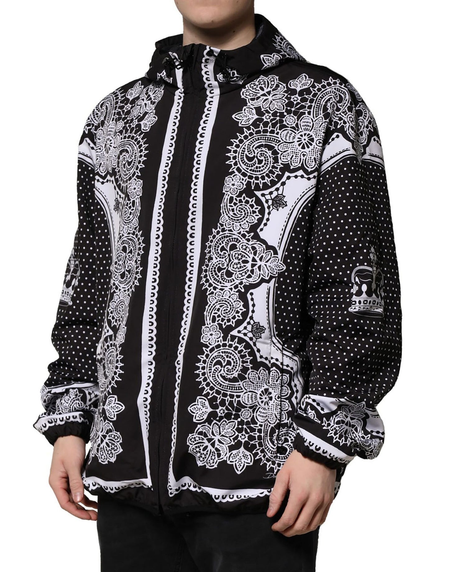Chaqueta Bomber con Capucha y Estampado de Pañuelo Negra de Dolce & Gabbana