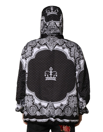 Chaqueta Bomber con Capucha y Estampado de Pañuelo Negra de Dolce & Gabbana