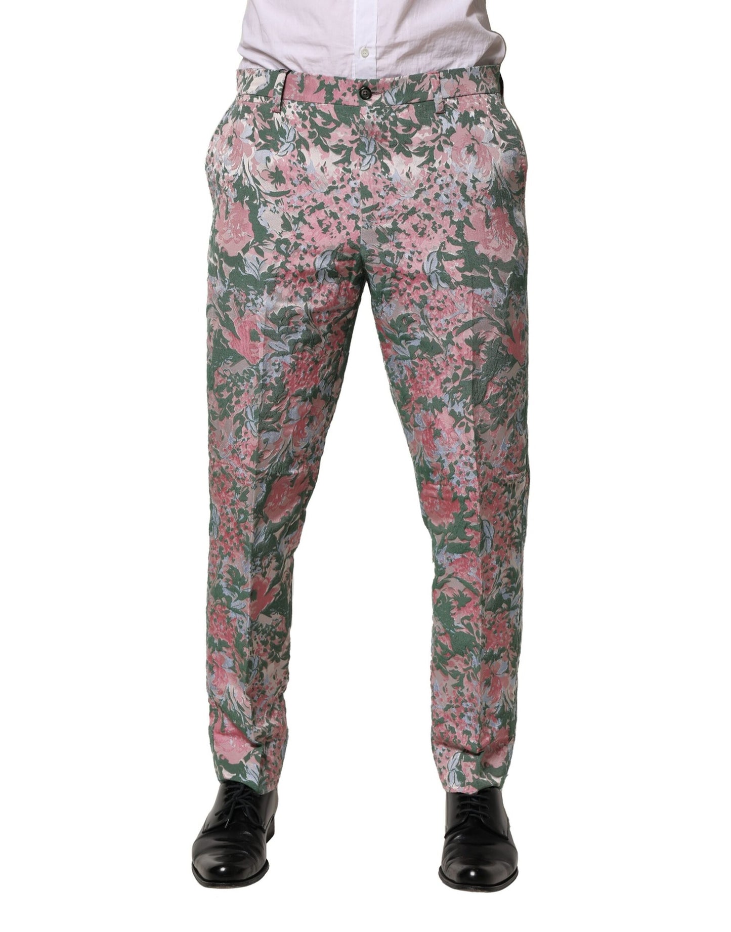 Pantalones de jacquard floral multicolor Dolce & Gabbana