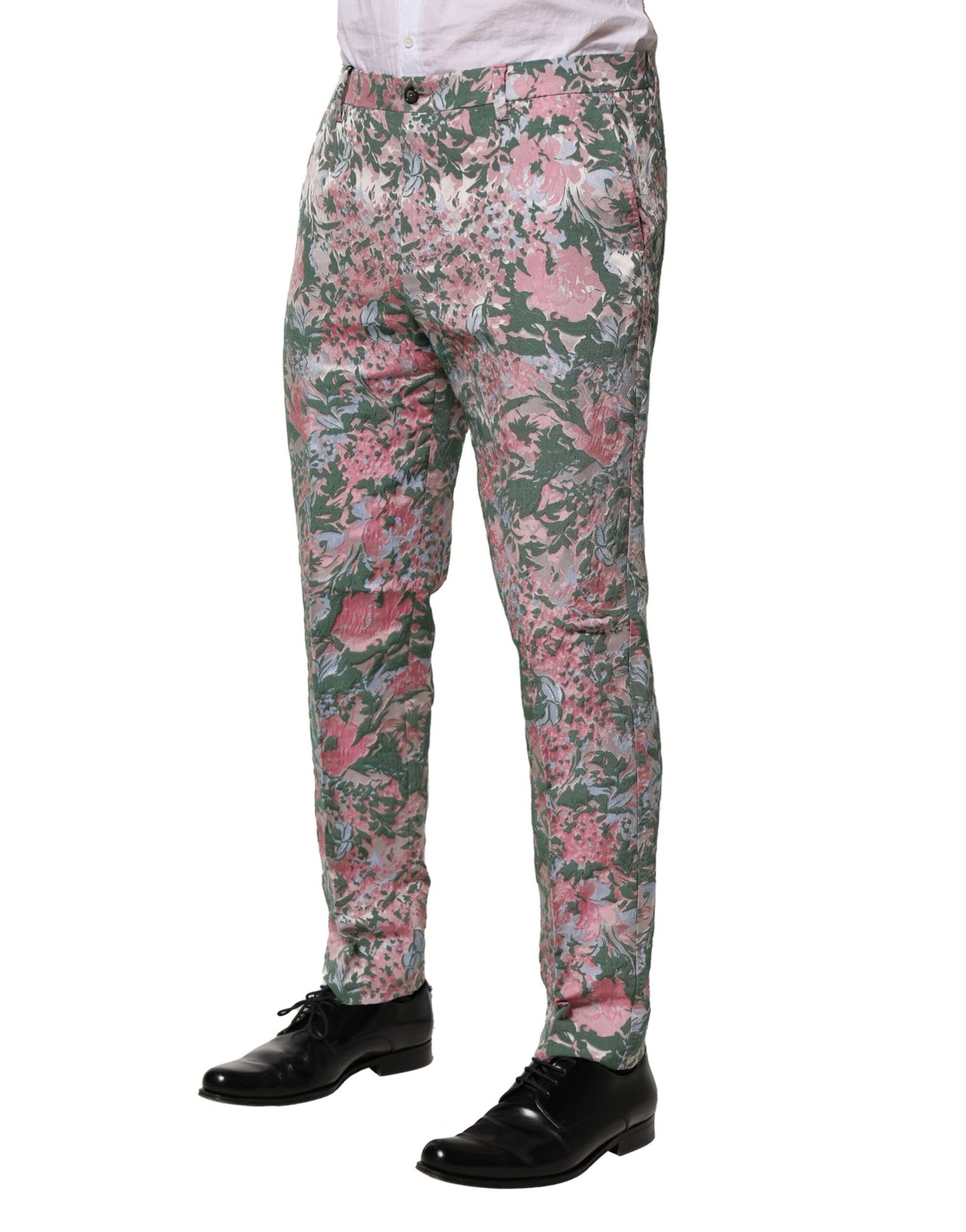 Pantalones de jacquard floral multicolor Dolce & Gabbana
