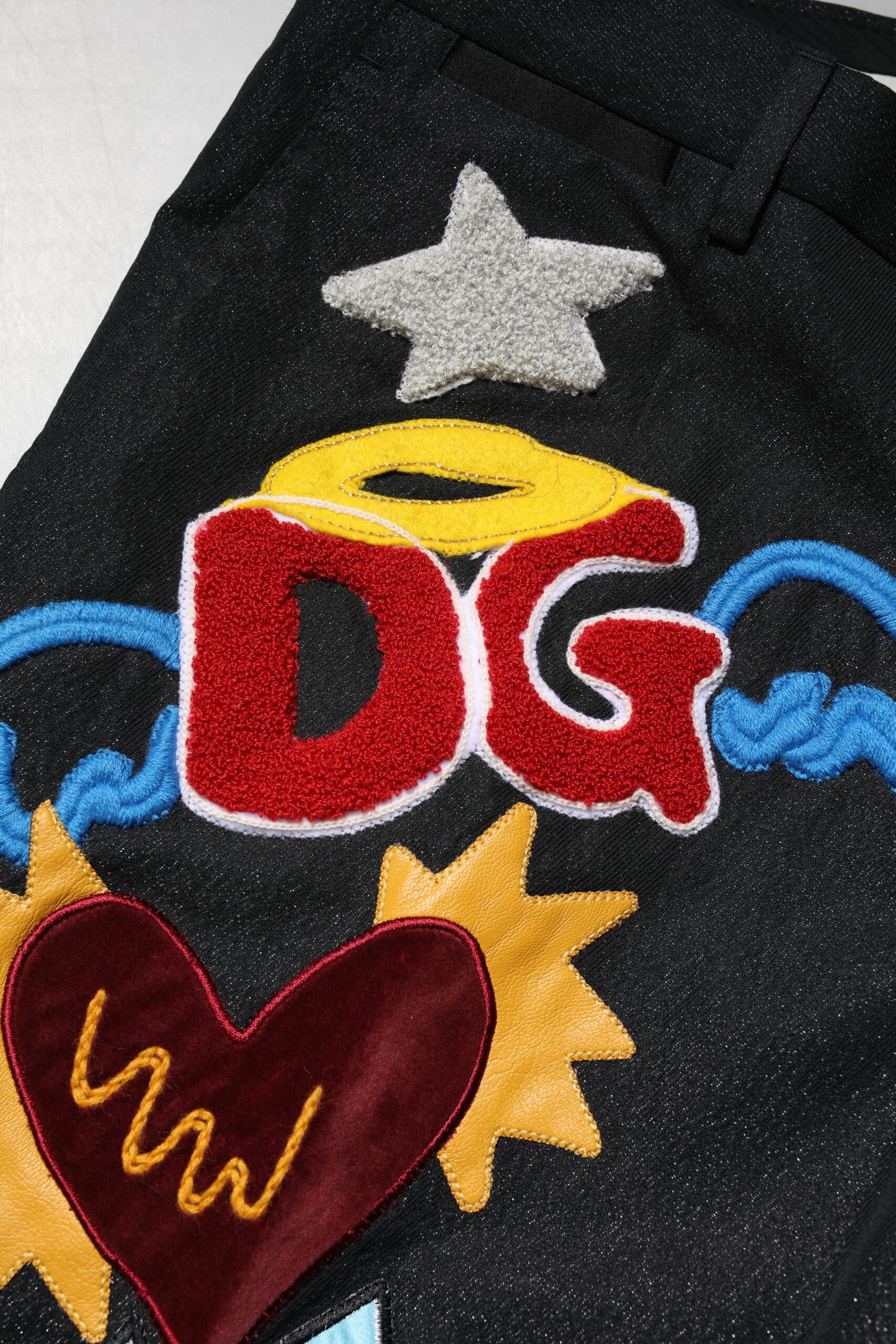Dolce & Gabbana Black Graphic Embroidery Men Pants