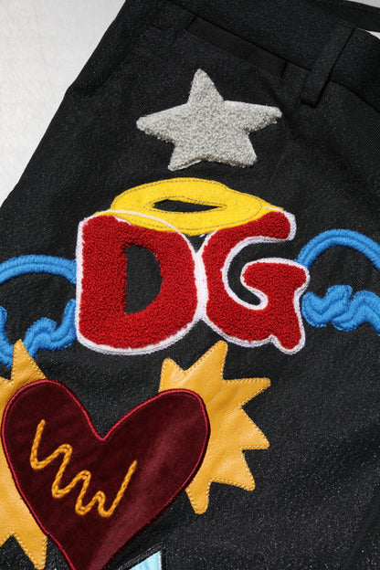 Dolce & Gabbana Black Graphic Embroidery Men Pants