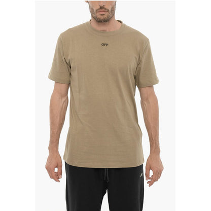 T-shirt Col Rond Slim Off-White avec Logo Brodé