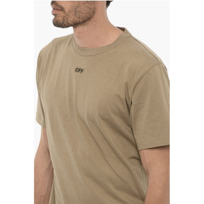 T-shirt Col Rond Slim Off-White avec Logo Brodé