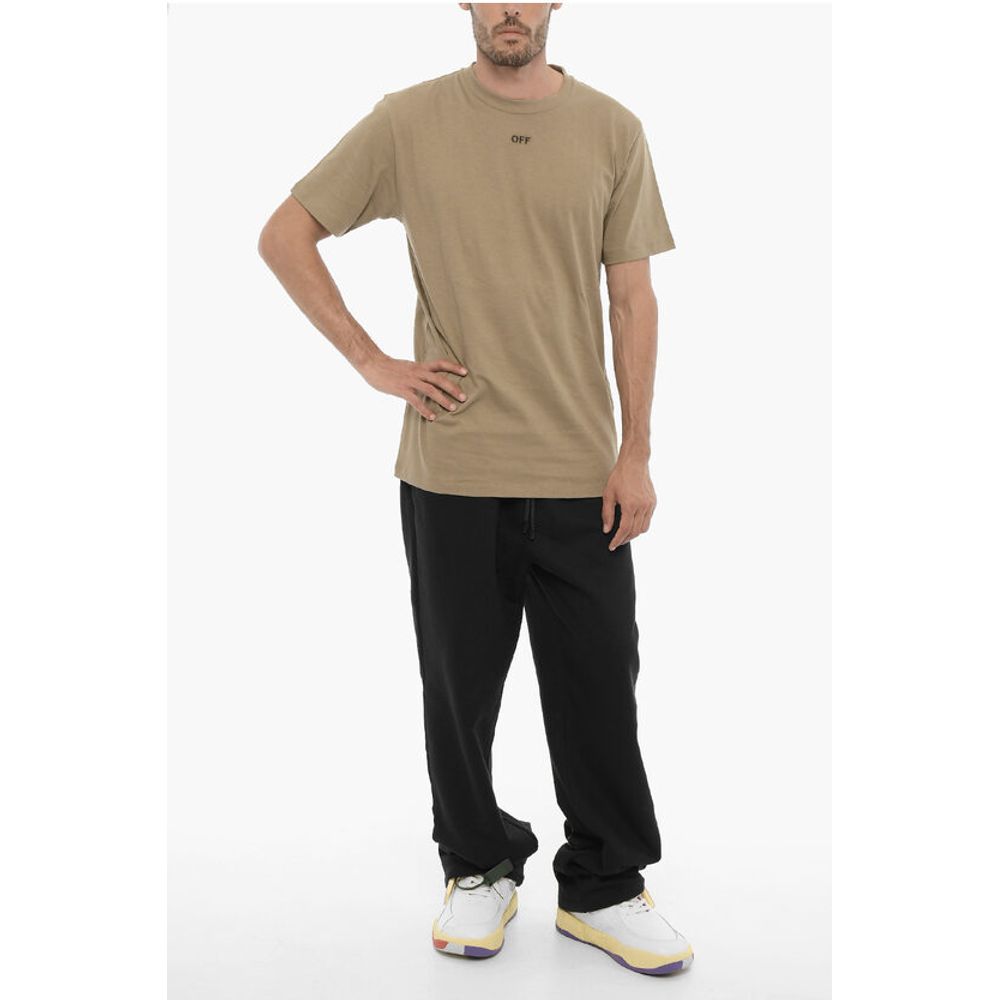 T-shirt Col Rond Slim Off-White avec Logo Brodé