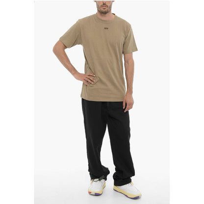 T-shirt Col Rond Slim Off-White avec Logo Brodé