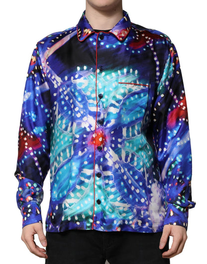 Dolce & Gabbana Multicolor Printed Silk Lounge Casual Shirt