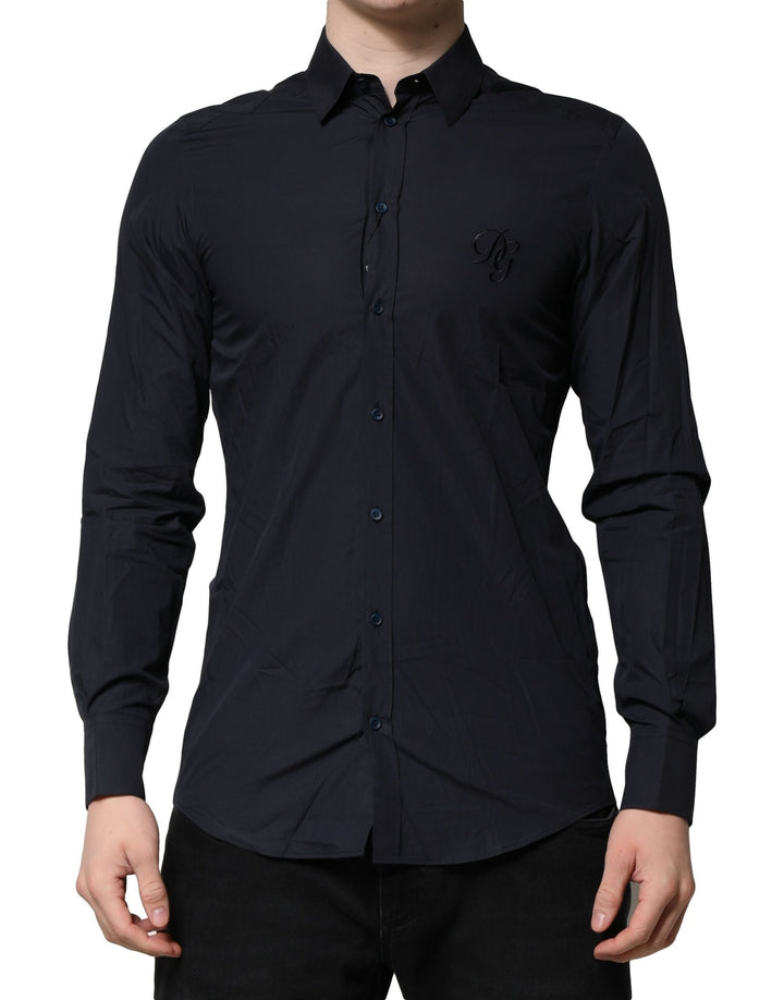 Camisa de vestir formal de algodón MARTINI azul oscuro de Dolce & Gabbana