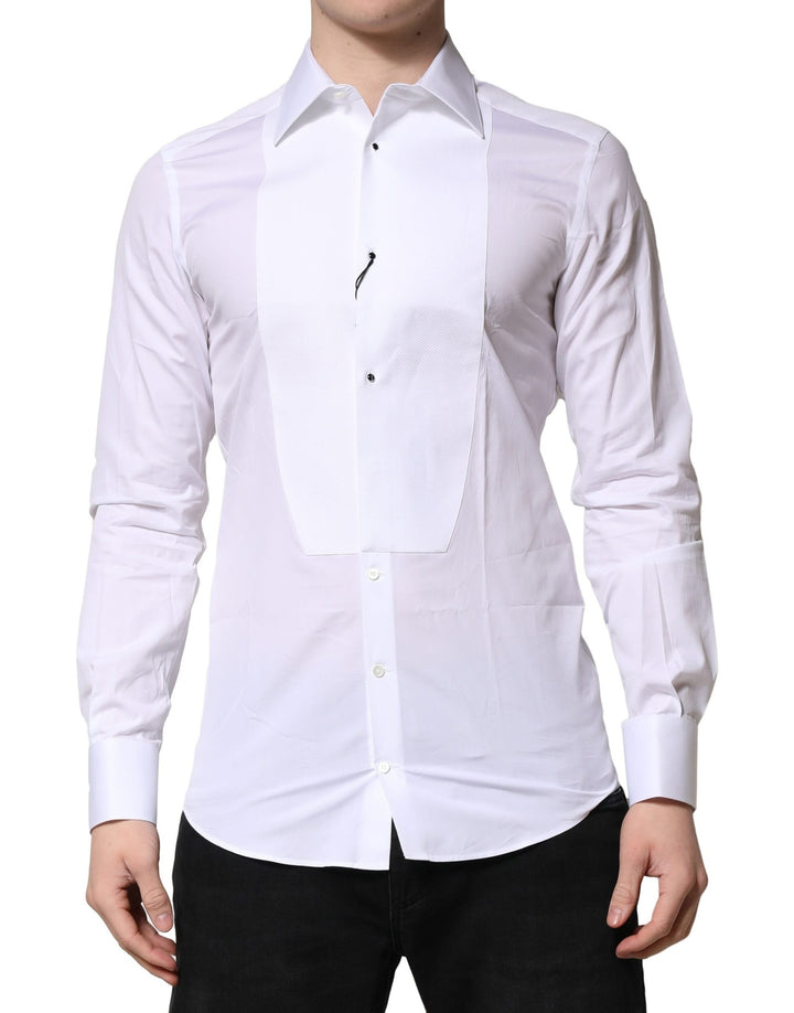 Camisa de vestir de algodón blanca con corona dorada de Dolce & Gabbana