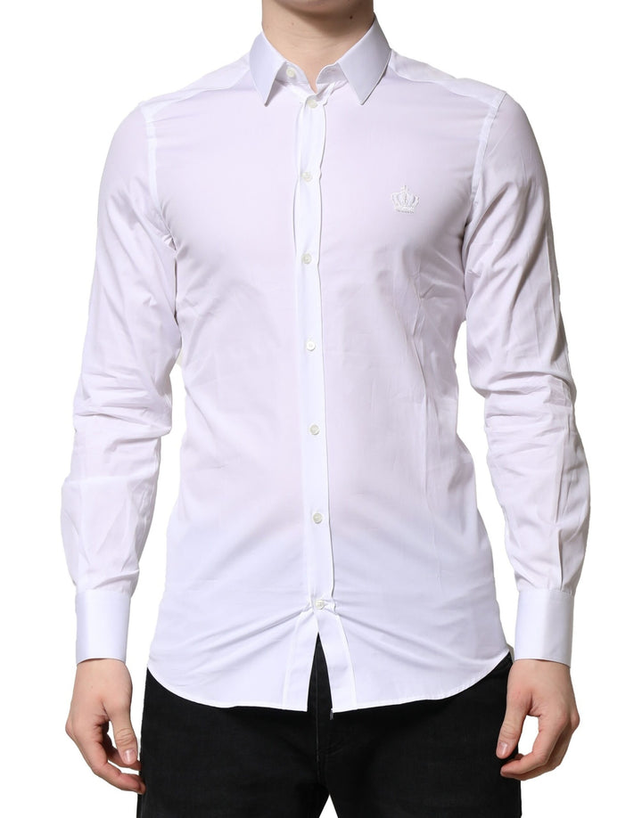 Camisa Formal de Vestir de Hombre de Manga Larga Blanca Dorada Dolce & Gabbana