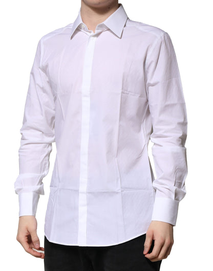 Dolce & Gabbana White GOLD Long Sleeves Men Dress Formal Shirt