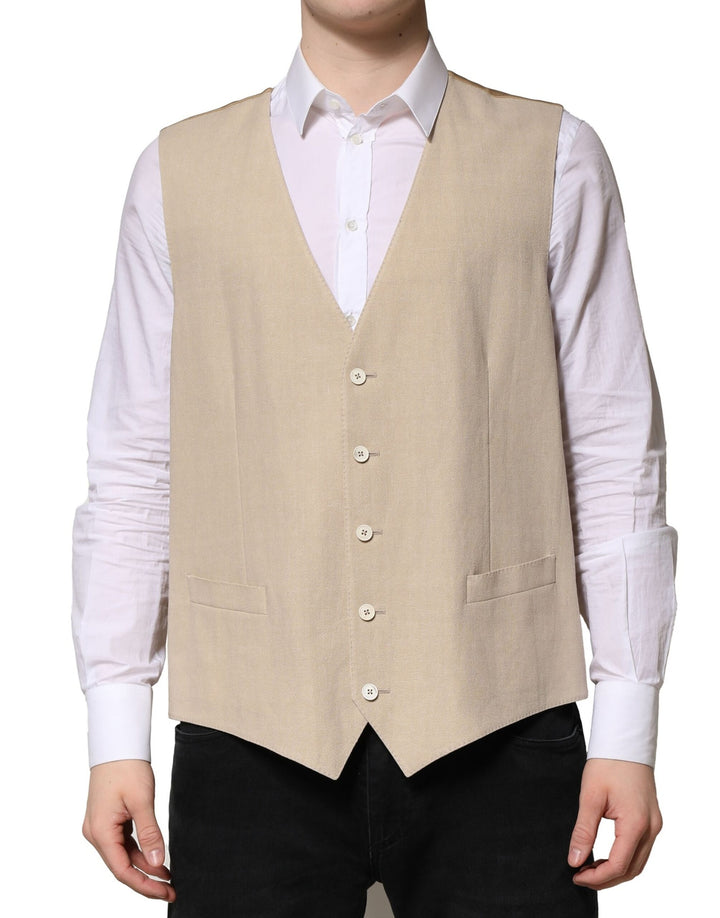 Chaleco de lino beige para hombre de Dolce & Gabbana