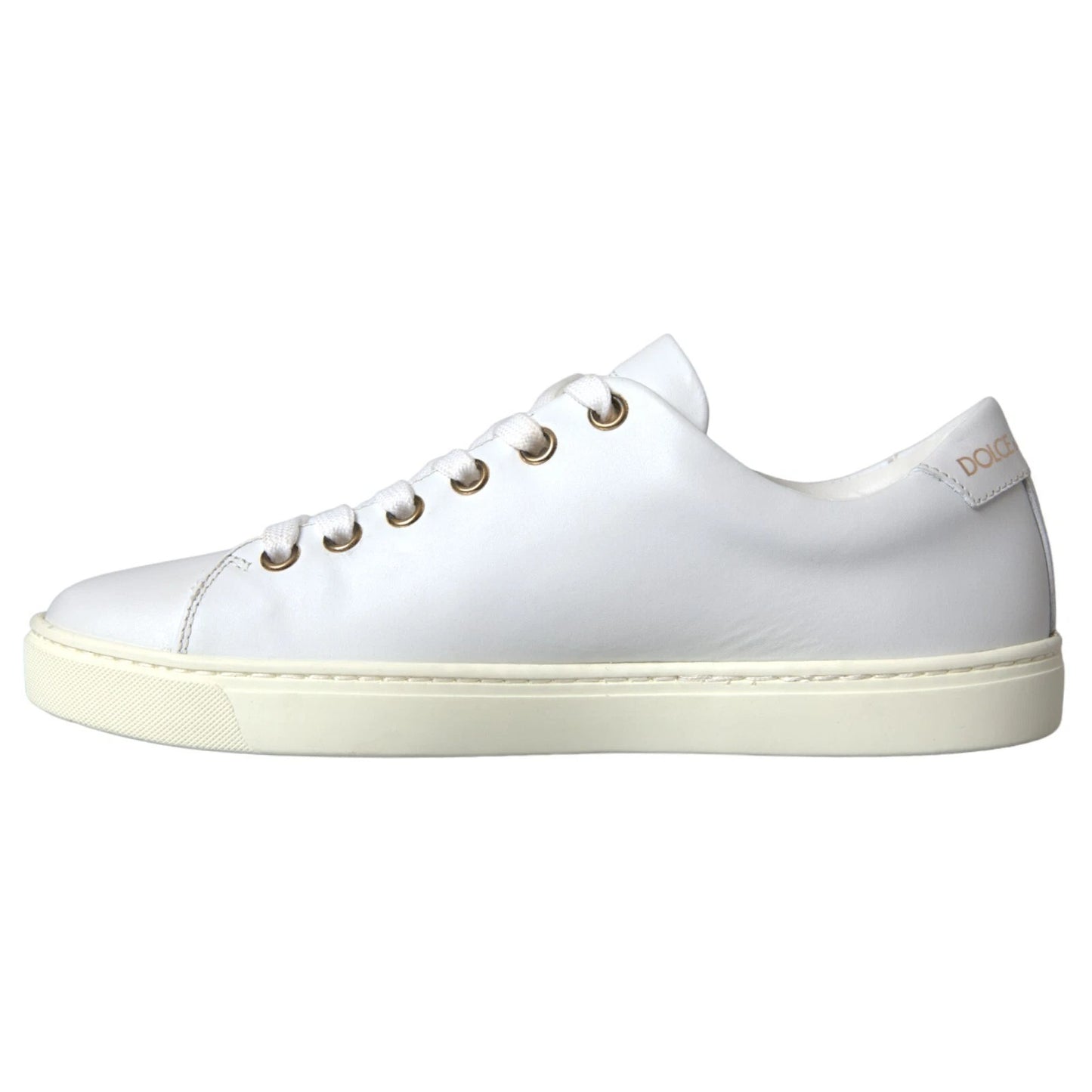 Chaussures Baskets Dolce & Gabbana en Cuir Blanc avec Cœur Rouge Doré