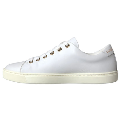 Chaussures Baskets Dolce & Gabbana en Cuir Blanc avec Cœur Rouge Doré