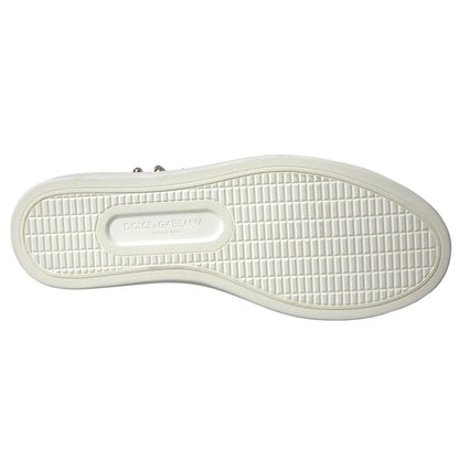 Chaussures Baskets Dolce & Gabbana en Cuir Blanc avec Cœur Rouge Doré