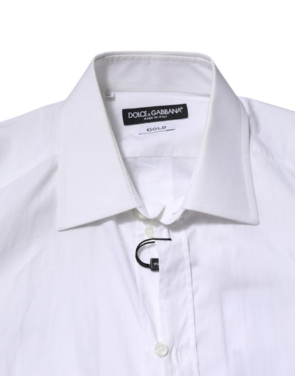 Dolce & Gabbana White GOLD Long Sleeves Dress Formal Shirt