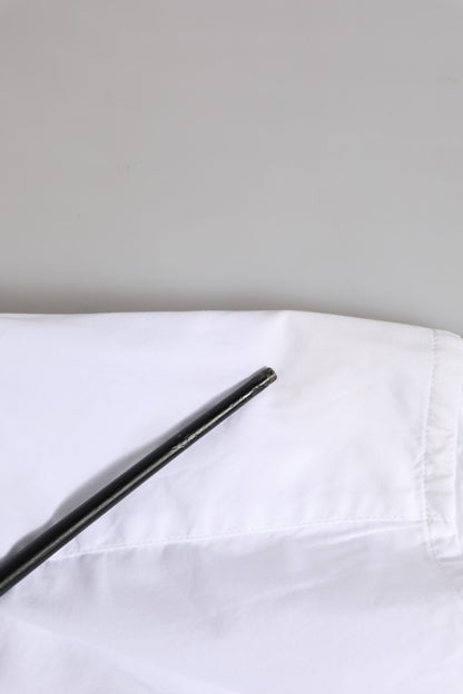 Dolce & Gabbana White GOLD Cotton Long Sleeves Men Formal Shirt