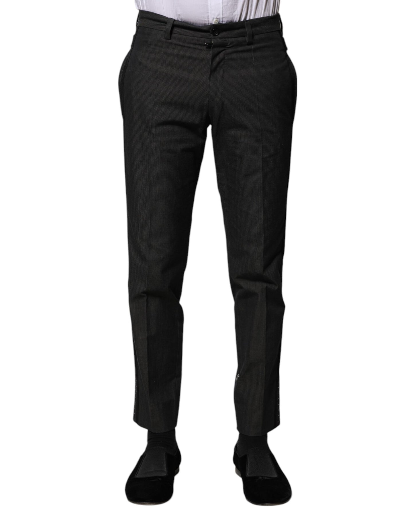 Pantalon habillé Dolce & Gabbana gris en coton à motifs