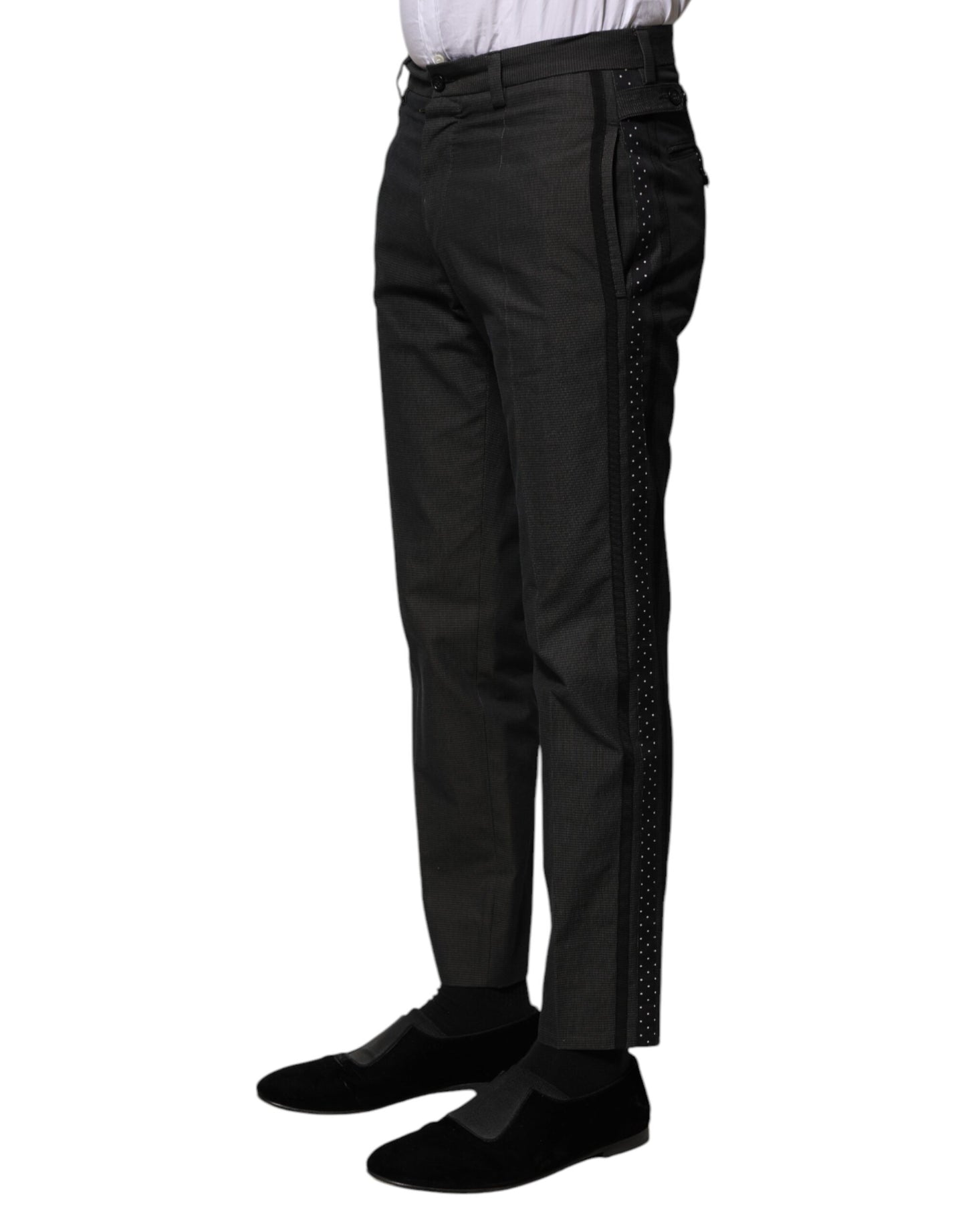 Pantalon habillé Dolce & Gabbana gris en coton à motifs