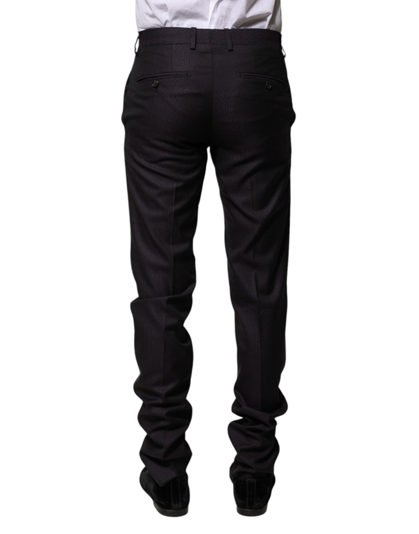 Pantalones Formales de Lana Negra con Estampado Dolce & Gabbana