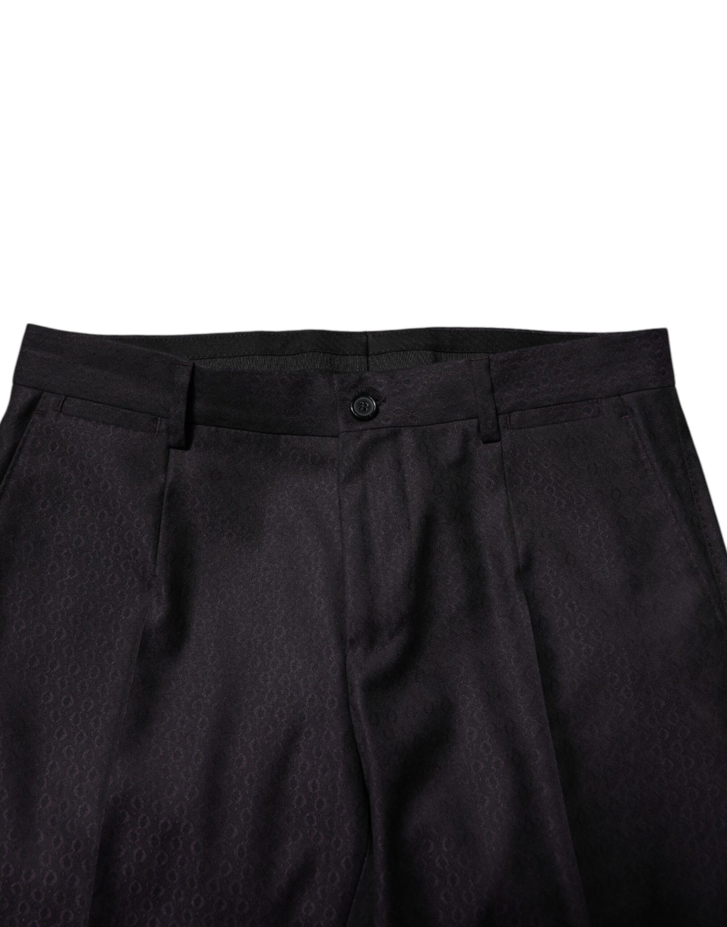 Pantalones Formales de Lana Negra con Estampado Dolce & Gabbana
