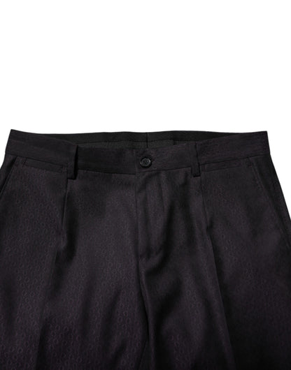 Pantalones Formales de Lana Negra con Estampado Dolce & Gabbana