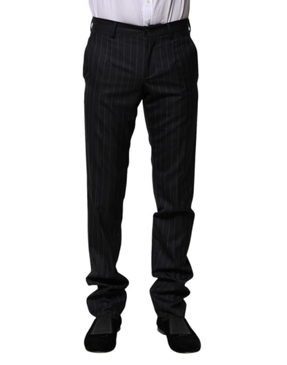 Pantalones Formales a Rayas de Lana Negros Dolce & Gabbana