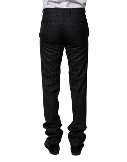 Pantalones Formales a Rayas de Lana Negros Dolce & Gabbana