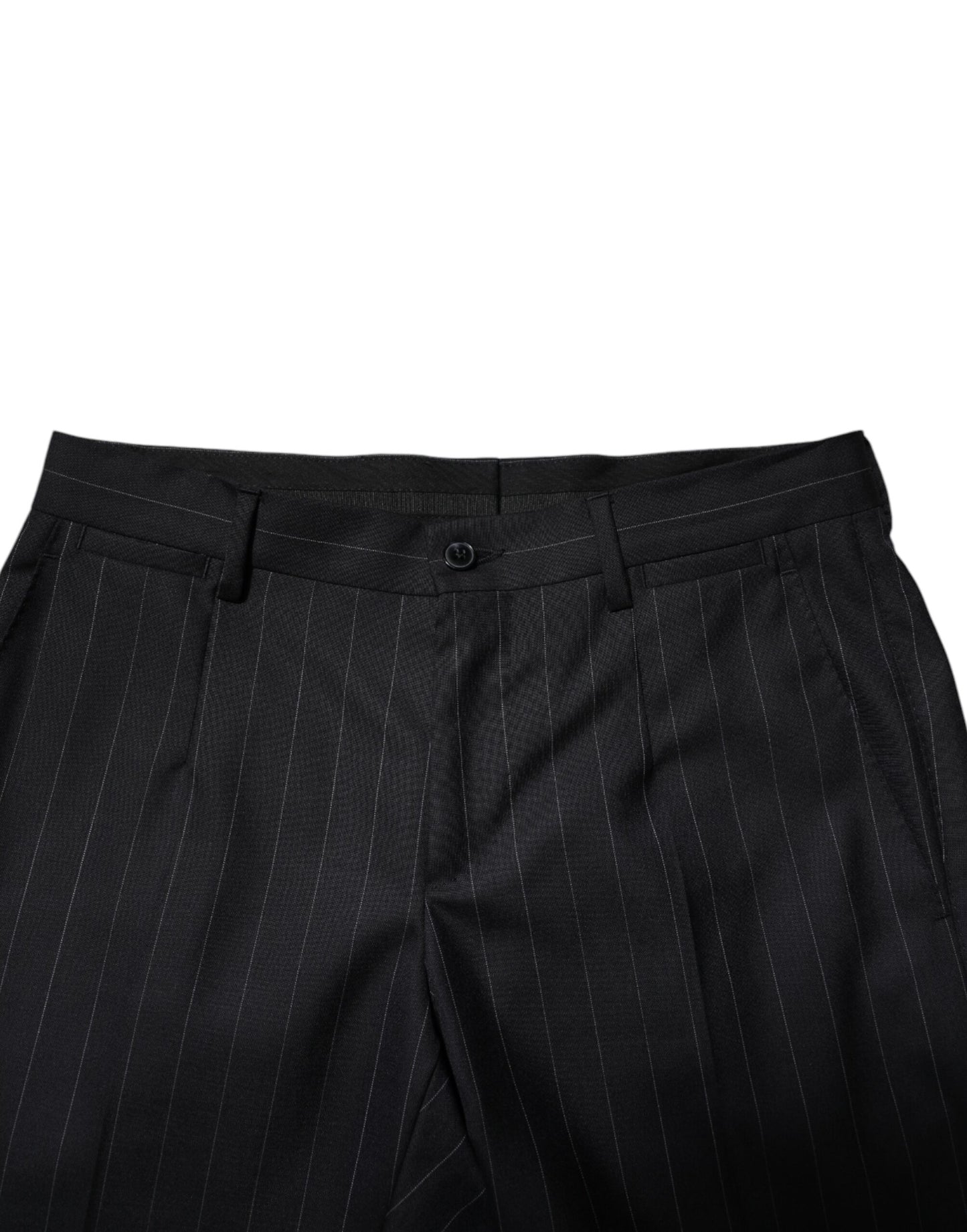 Pantalones Formales a Rayas de Lana Negros Dolce & Gabbana