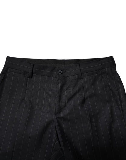 Pantalones Formales a Rayas de Lana Negros Dolce & Gabbana