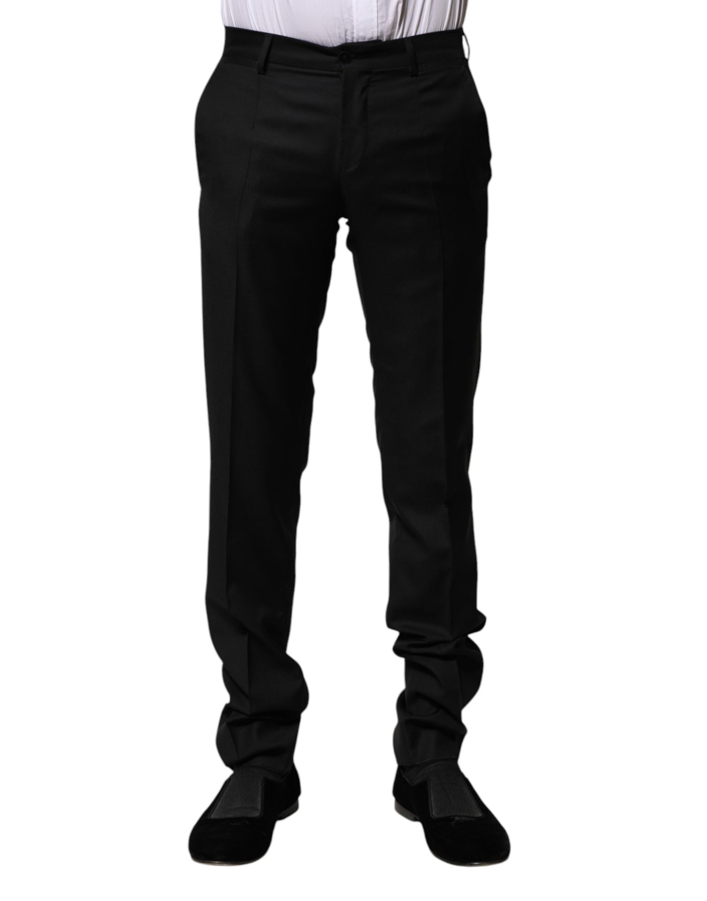 Pantalones de traje slim para hombre Dolce & Gabbana de lana negros