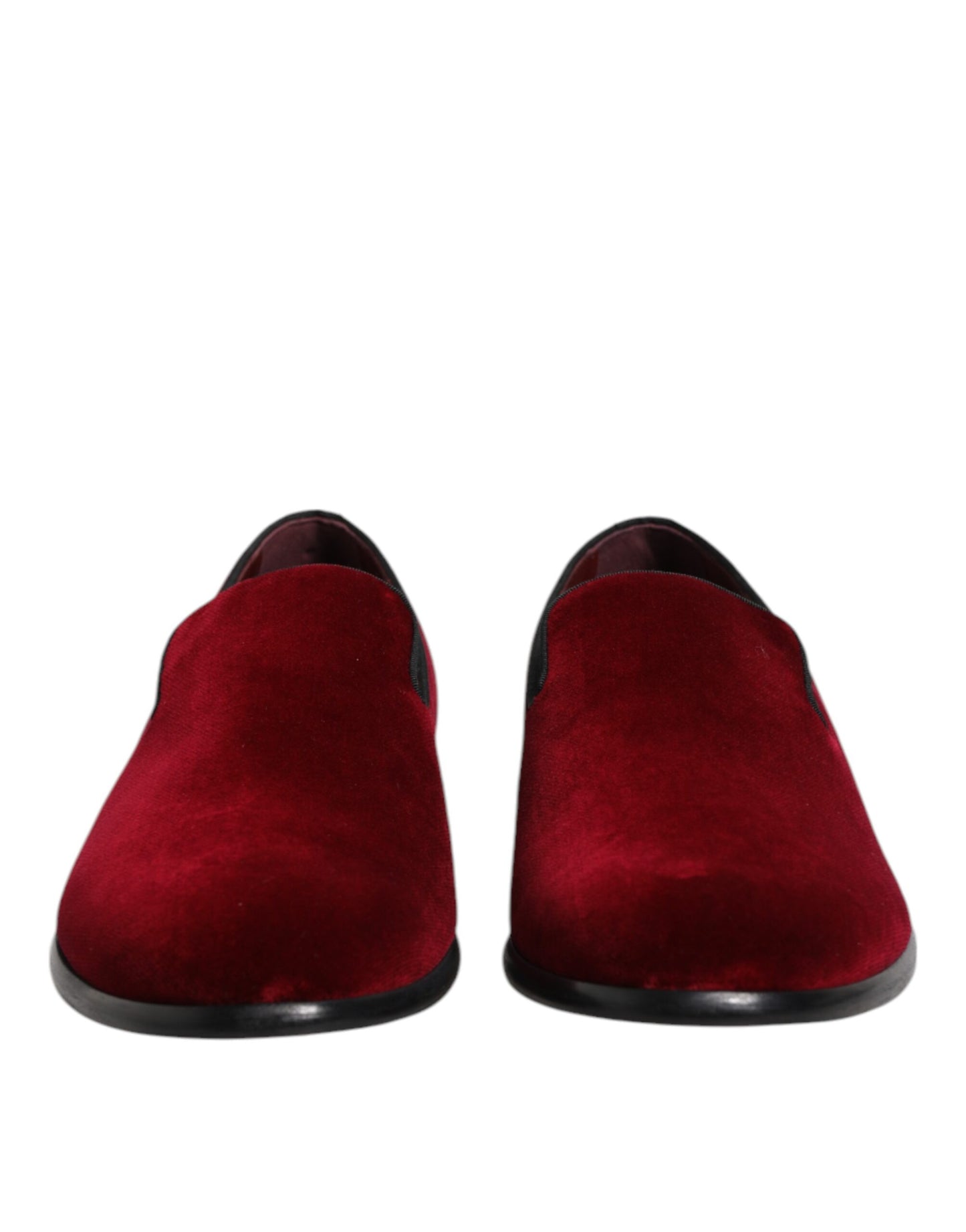 Chaussures formelles Dolce & Gabbana en velours de coton rouge à enfiler