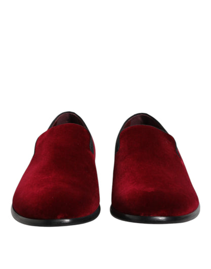 Chaussures formelles Dolce & Gabbana en velours de coton rouge à enfiler