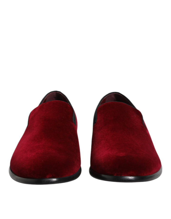 Mocasines sin cordones de terciopelo de algodón rojo Dolce & Gabbana Zapatos de vestir